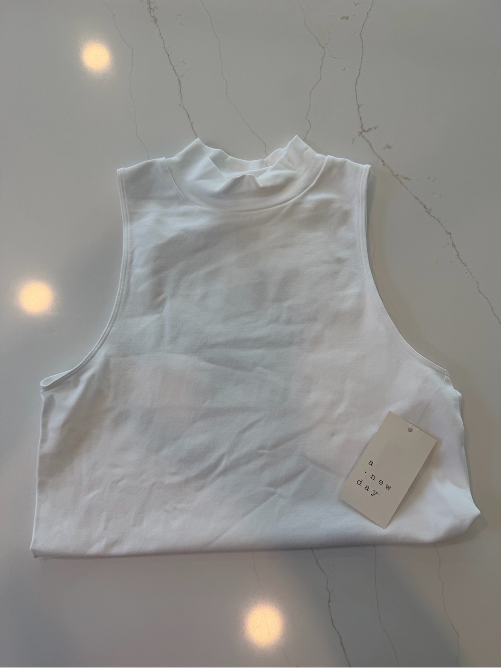 a new day White Mock Neck Sleeveless Tank Top